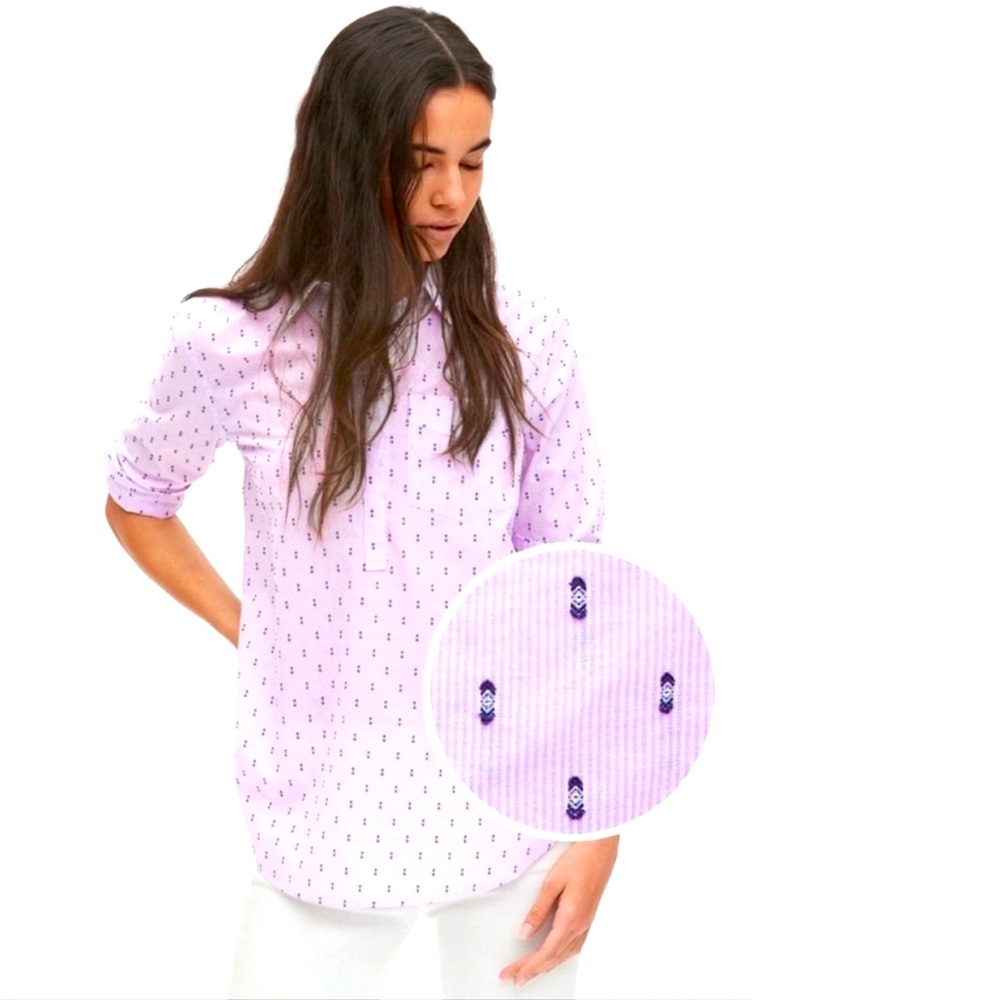Gap Boyfriend Popover Shirt In Woven Clip Dots Cotton Size S Small Women